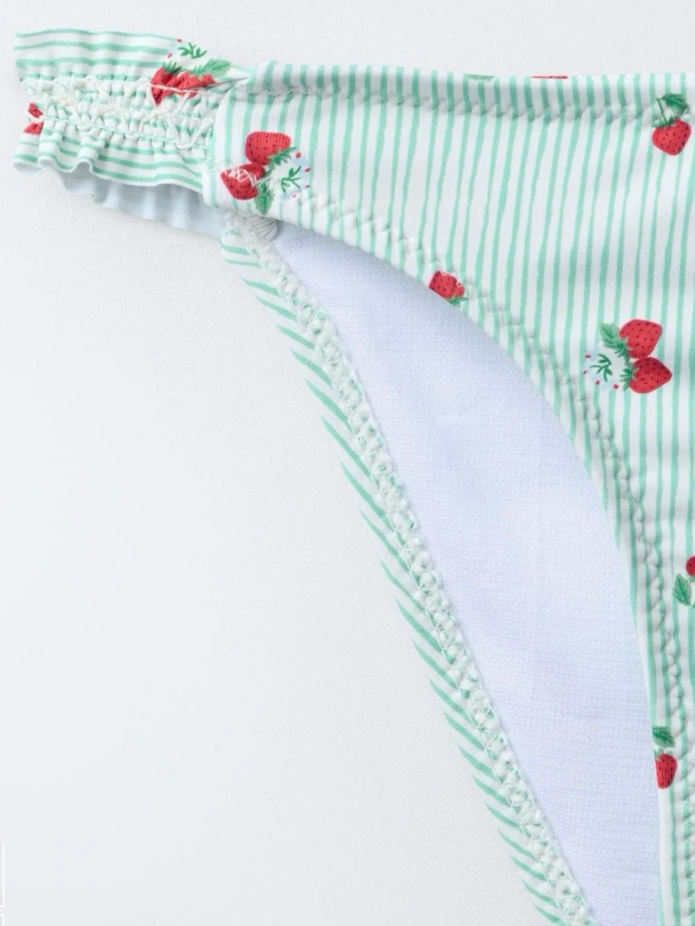 Zara Green Stripe Bikini with Red strawberry Print